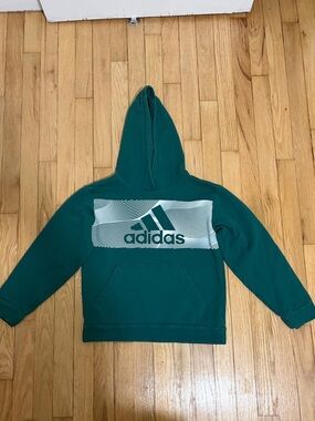 adidas Teal Hoodie with White Logo Panel